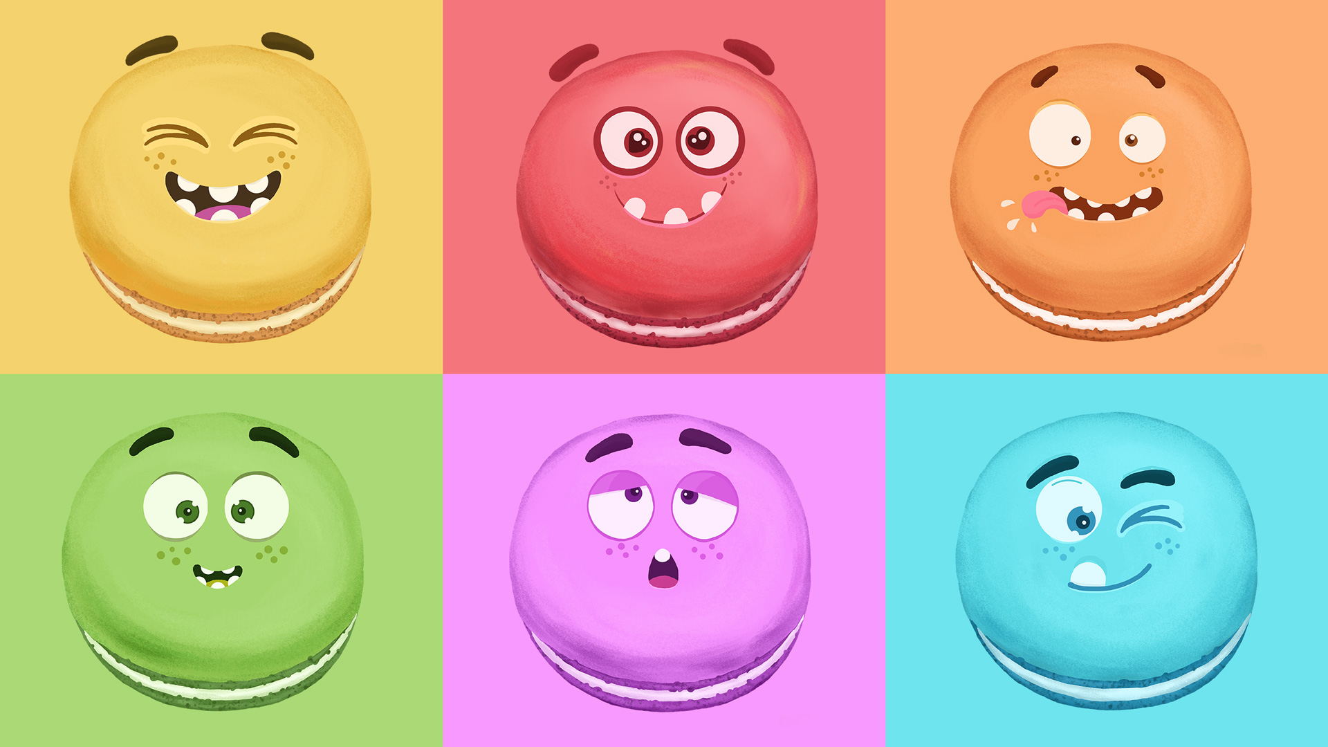 馬卡龍蛋糕：色彩繽紛、表情好玩